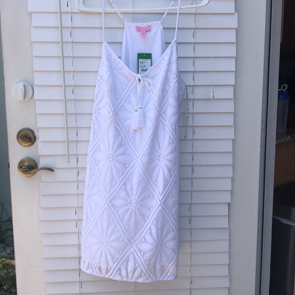 Lilly Pulitzer white crocheted slip dress